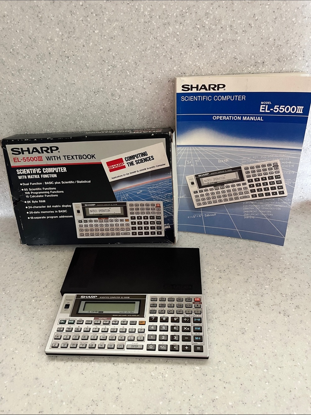 Sharp EL-5500III Scientific Computer Calculator W/Orig Box & Textbook UNTESTED
